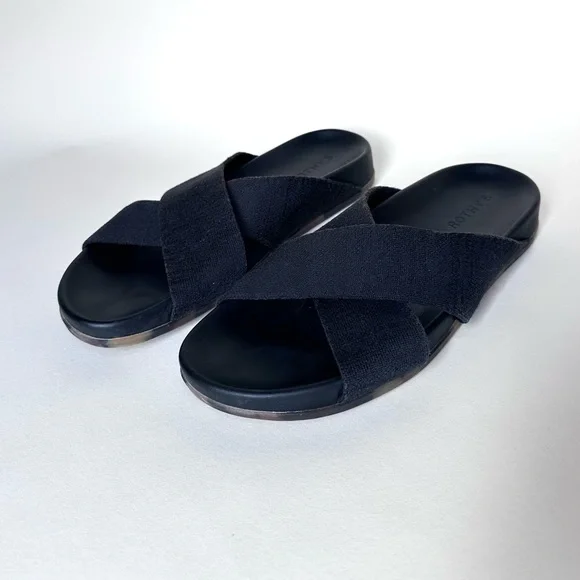 Rothy's Black the Weekend Slide Sandals in Size 10 with Tortoise Shell Sole - Picture 9 of 16